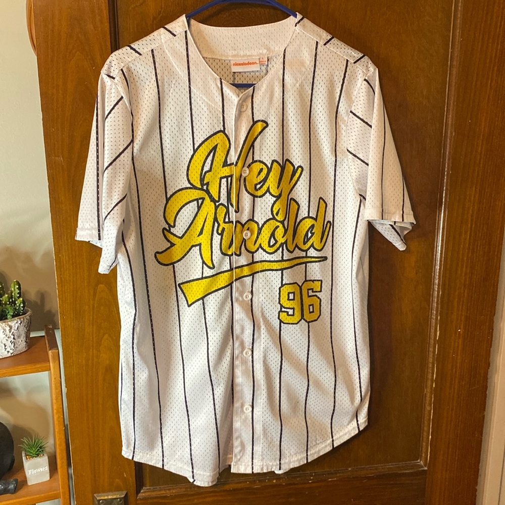 HEY ARNOLD! FULL BUTTON UP JERSEY LIKE MATERIAL.